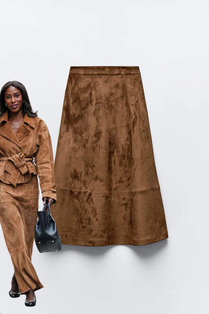 brown suede skirt