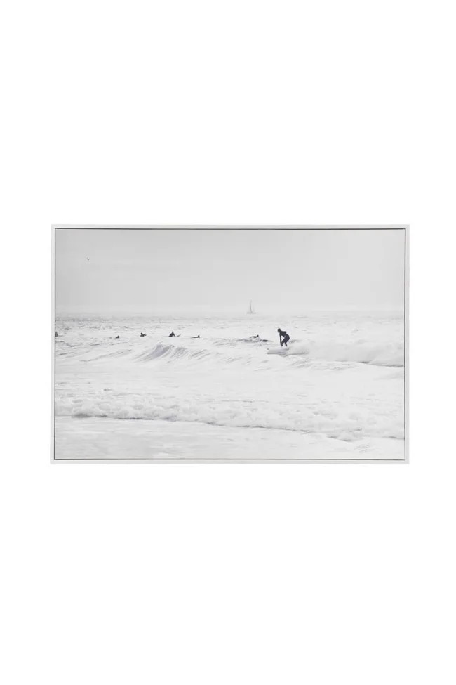 Kmart monochrome surf canvas with a wooden fram