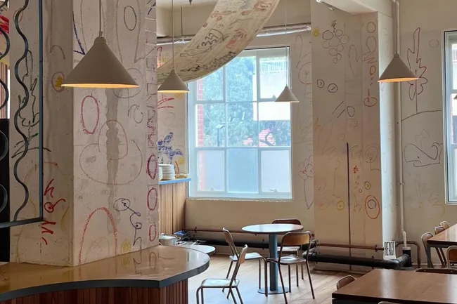 Inside of a wine bar