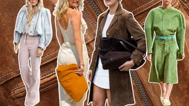 celebs suede outfits 2025