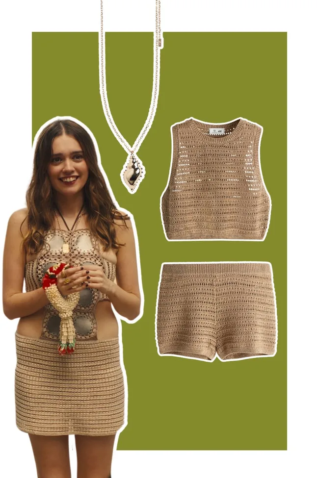 Aimee Lou-wood in White Lotus wearing crochet