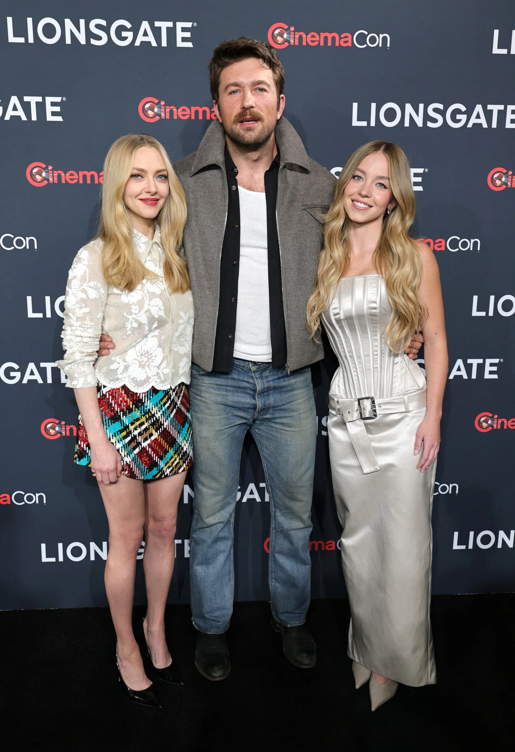 Amanda Seyfried, Brandon Sklenar and Sydney Sweeney promote the upcoming film "The Housemaid" 