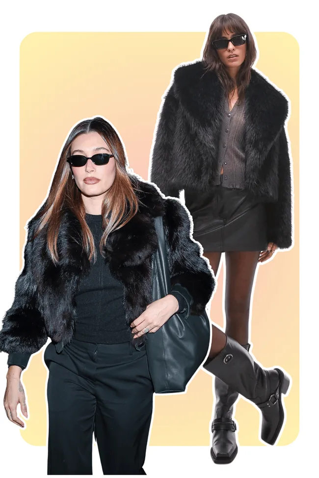 hailey bieber fur coat