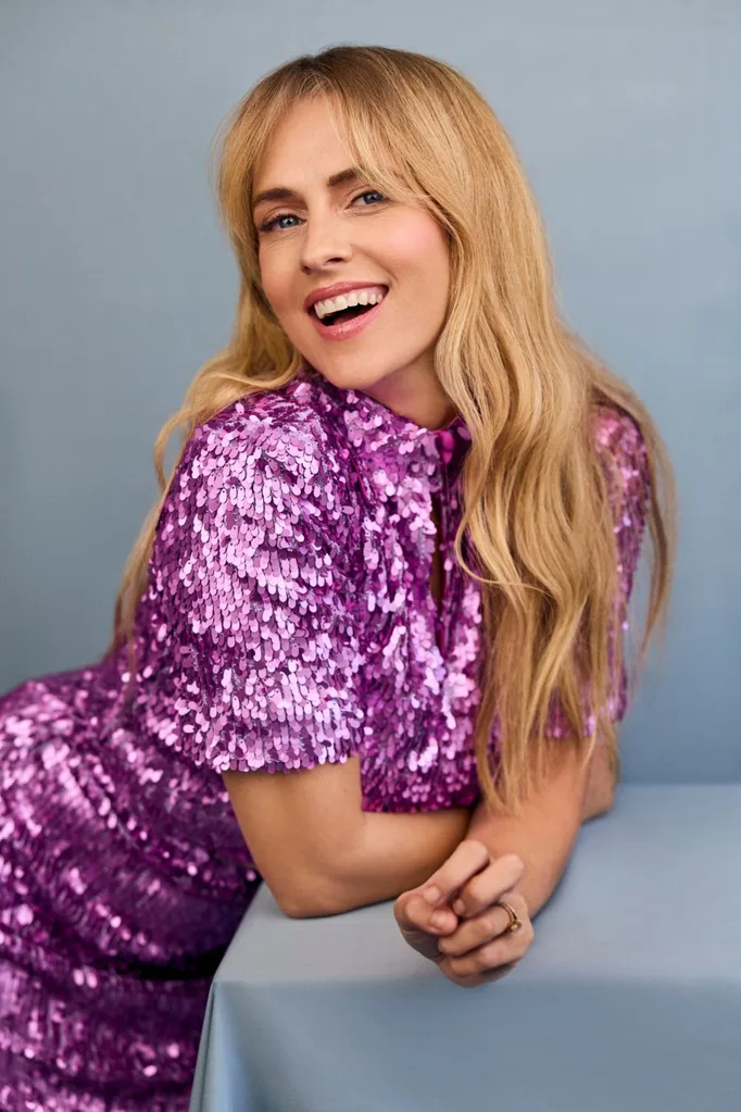 Teresa Palmer wears a pink sequin dress