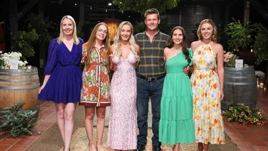 Farmer Tom with his five women of the season
