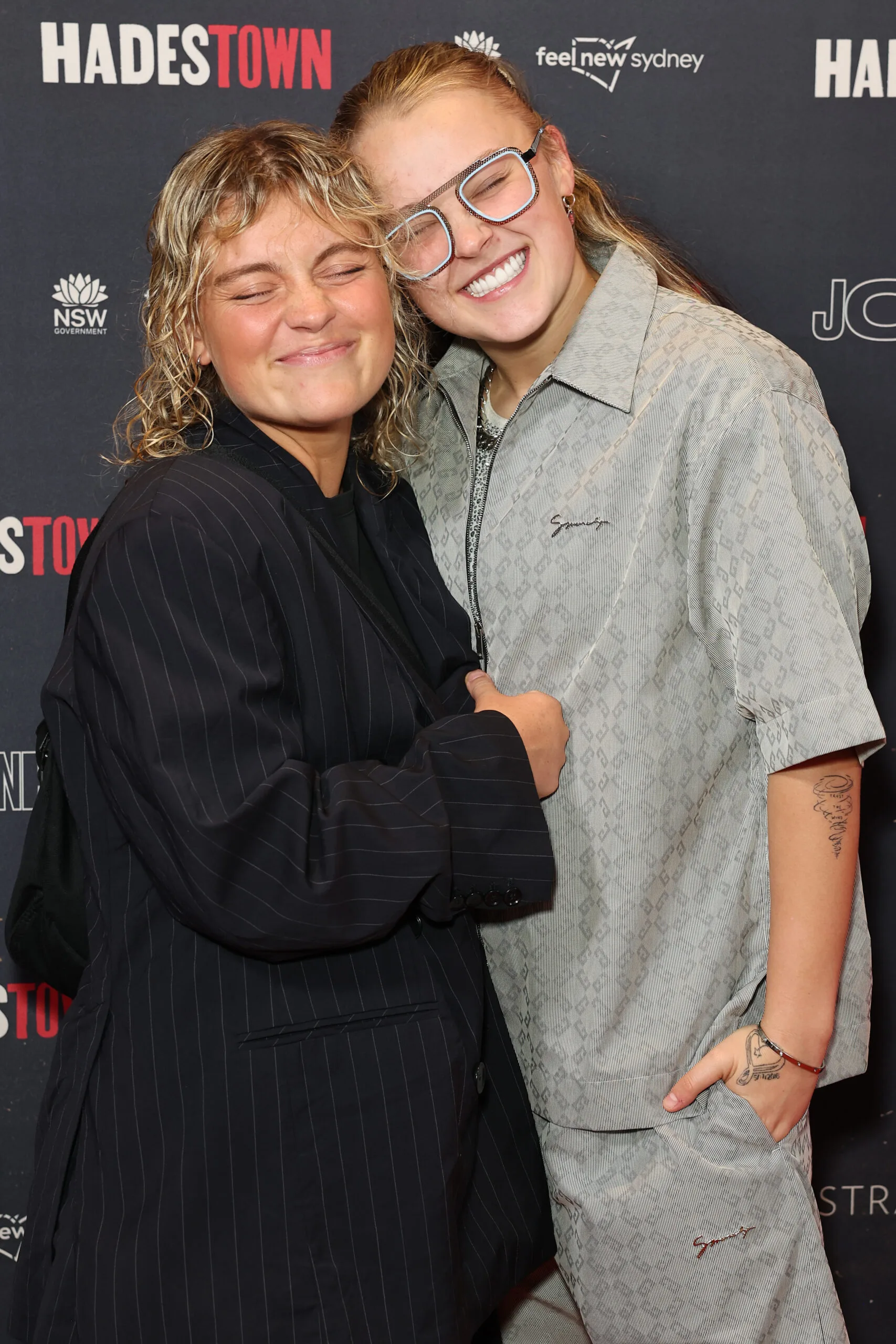 SYDNEY, AUSTRALIA - FEBRUARY 14: JoJo Siwa and  Kath Ebbs attend the Australian premiere of "Hadestown"  at Theatre Royal on February 14, 2025 in Sydney, Australia. (Photo by Don Arnold/WireImage)
