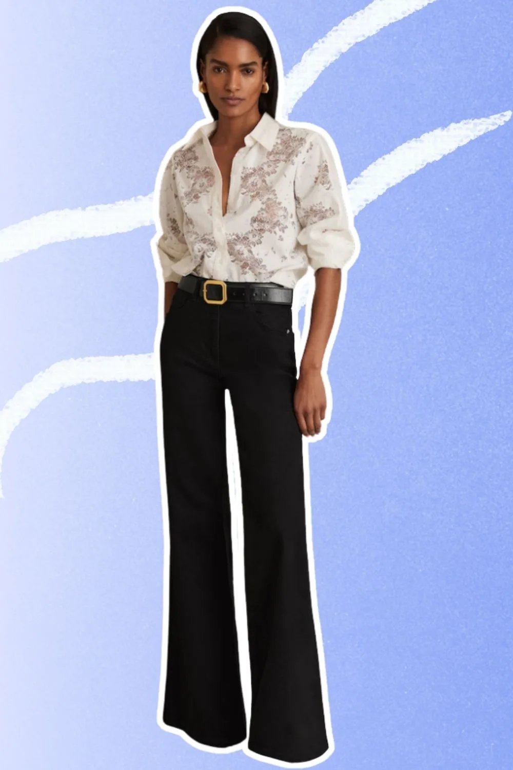Mid-Rise Flared Jeans in Black