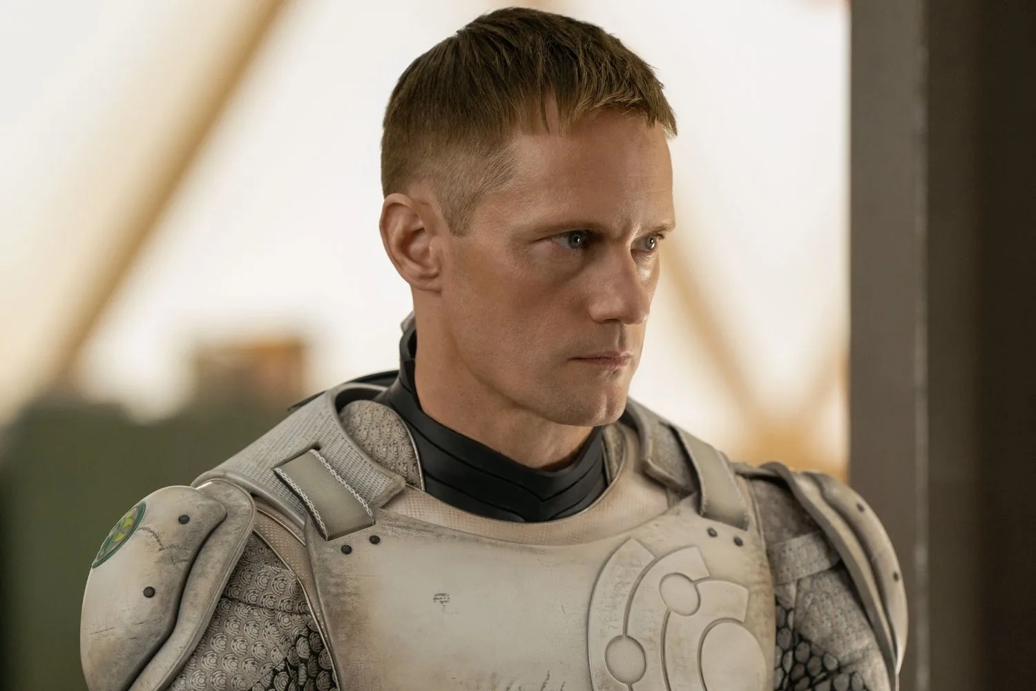 Alexander Skarsgard in character for new series Muderbot