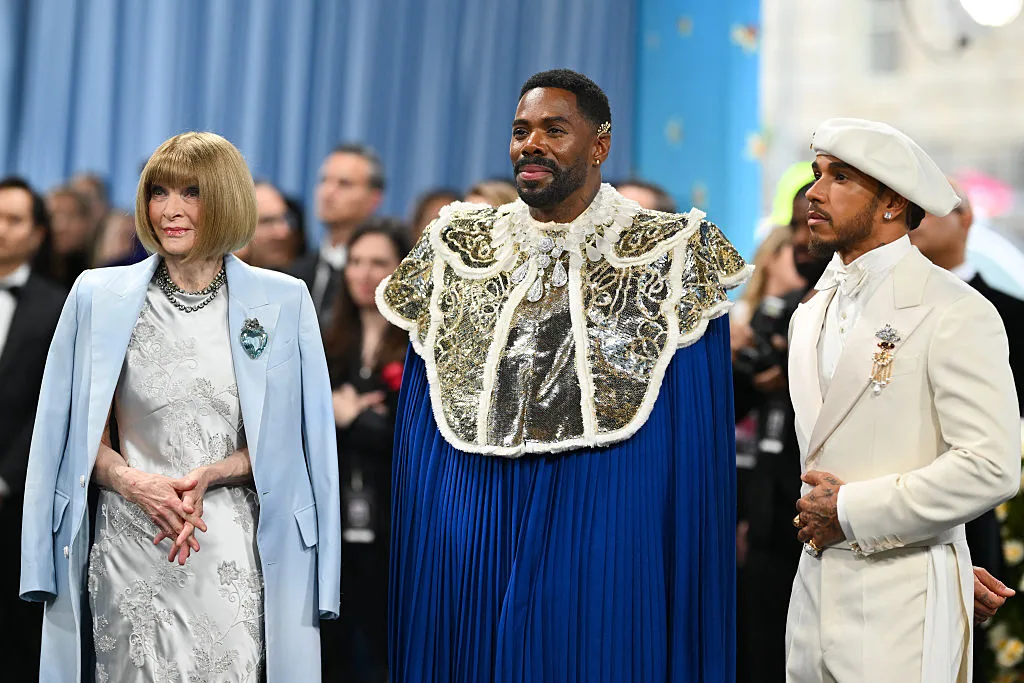 Vogue Editor-in-Chief Anna Wintour, US actor Colman Domingo, and race car driver Lewis Hamilton arrive for the 2025 Met Gala at the Metropolitan Museum of Art on May 5, 2025, in New York. The Gala raises money for the Metropolitan Museum of Art's Costume Institute. The 2025 Met Gala is themed "Tailored for You," aligning with the Costume Institute's exhibition, "Superfine: Tailoring Black Style," set to open to the public on May 10.