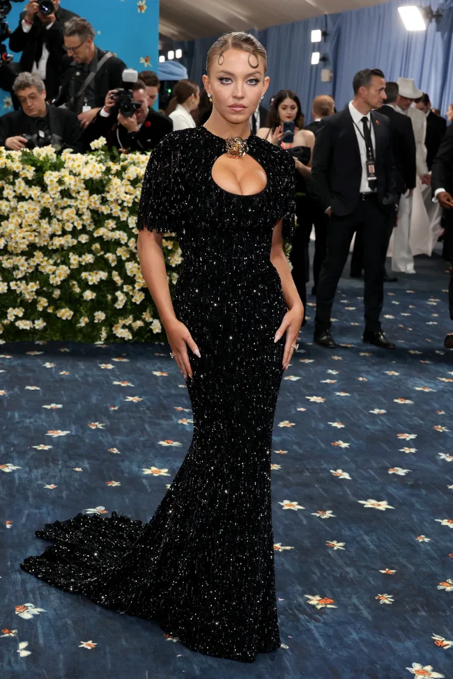 NEW YORK, NEW YORK - MAY 05: Sydney Sweeney attends the 2025 Met Gala Celebrating "Superfine: Tailoring Black Style" at Metropolitan Museum of Art on May 05, 2025 in New York City.