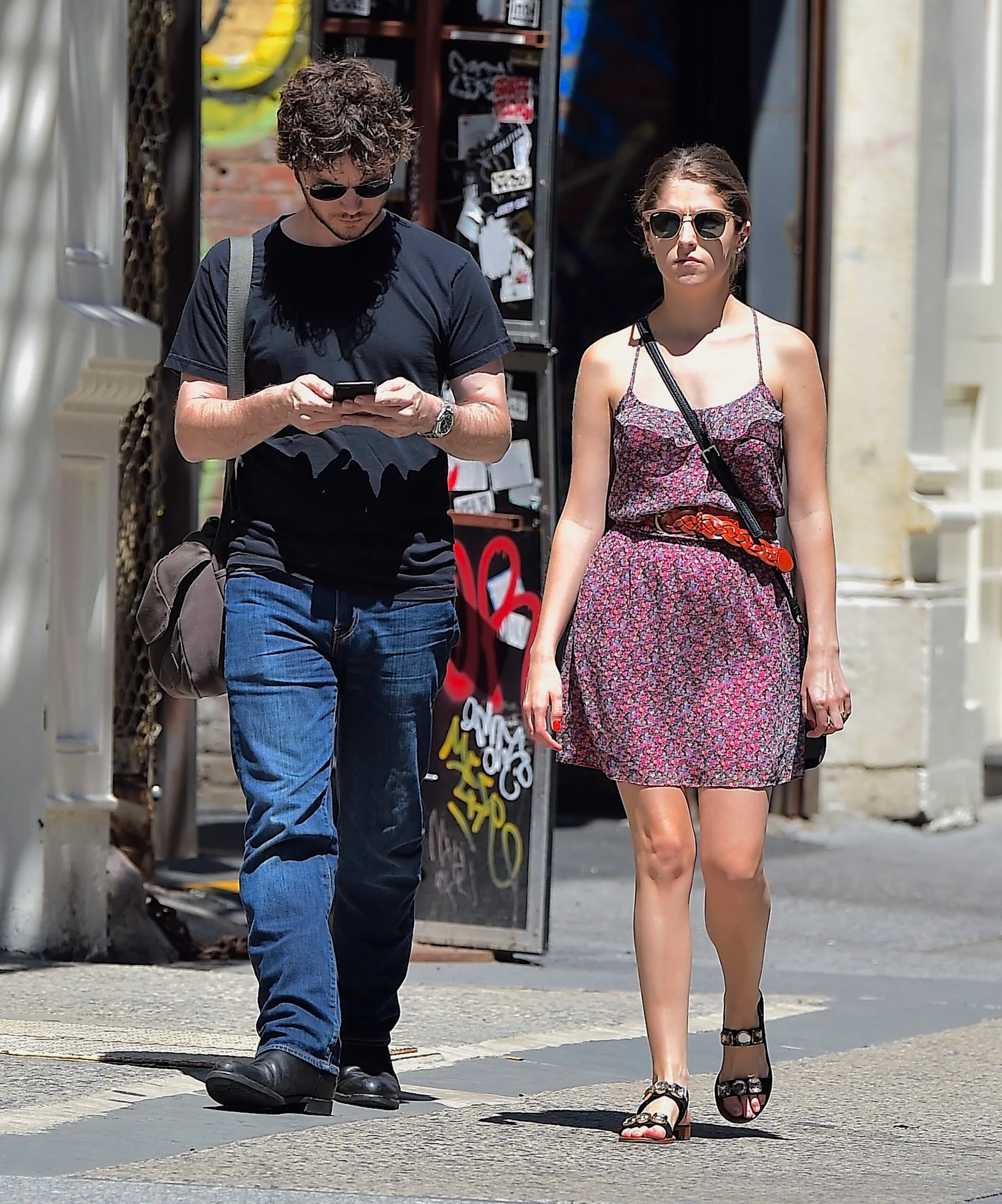 Ben Richardson and Anna Kendrick are seen in Soho  on August 14, 2015 in New York City. 