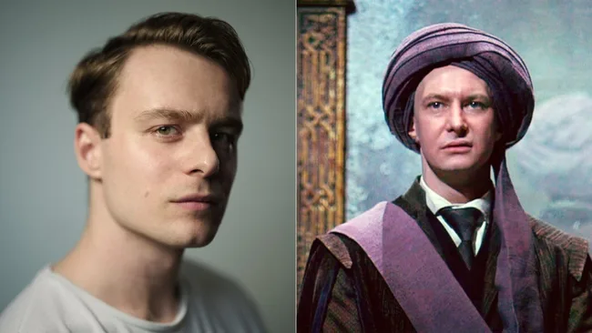 harry potter series cast member luke thallon pictured with character professor quirrell
