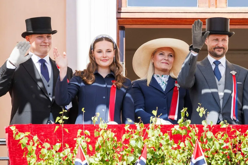 Prince Sverre Magnus, Princess Ingrid Alexandra, Crown Princess Mette Marit, and Crown Prince Hakon Magnus of Norway attend the Norwegian Constitution Day