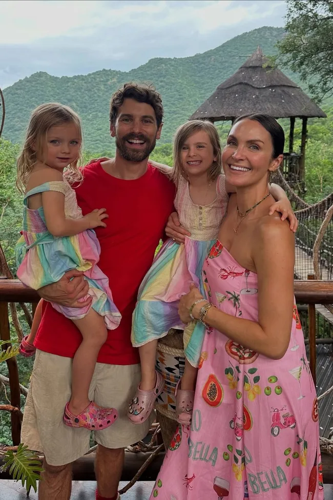 Australian reality tv couple matty j and laura from the bachelor with their daughters