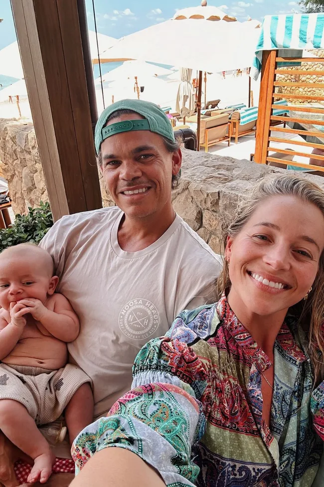 Australian reality tv couple jimmy and holly with their newborn baby