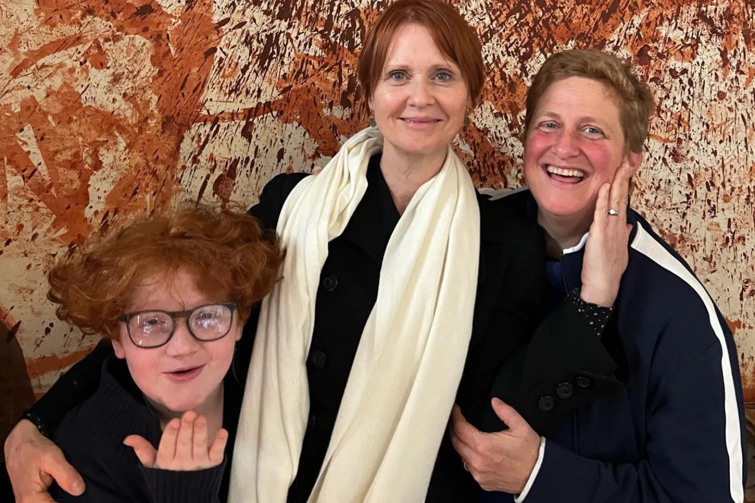 Cynthia Nixon with her wife and son