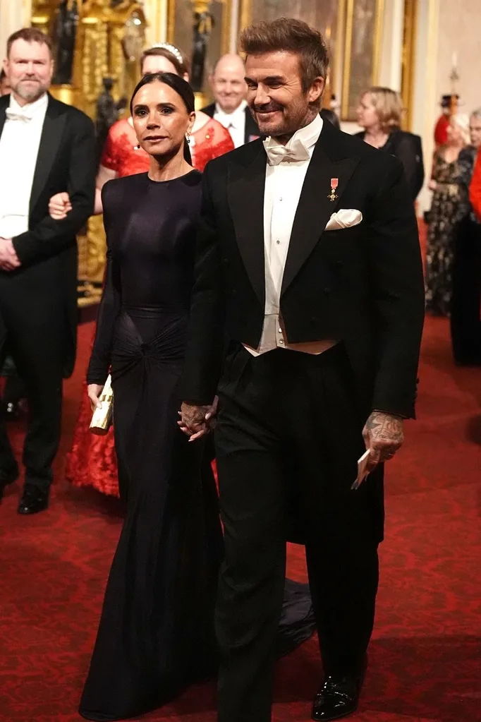 David and Victoria Beckham attend a state dinner at Buckingham Palace