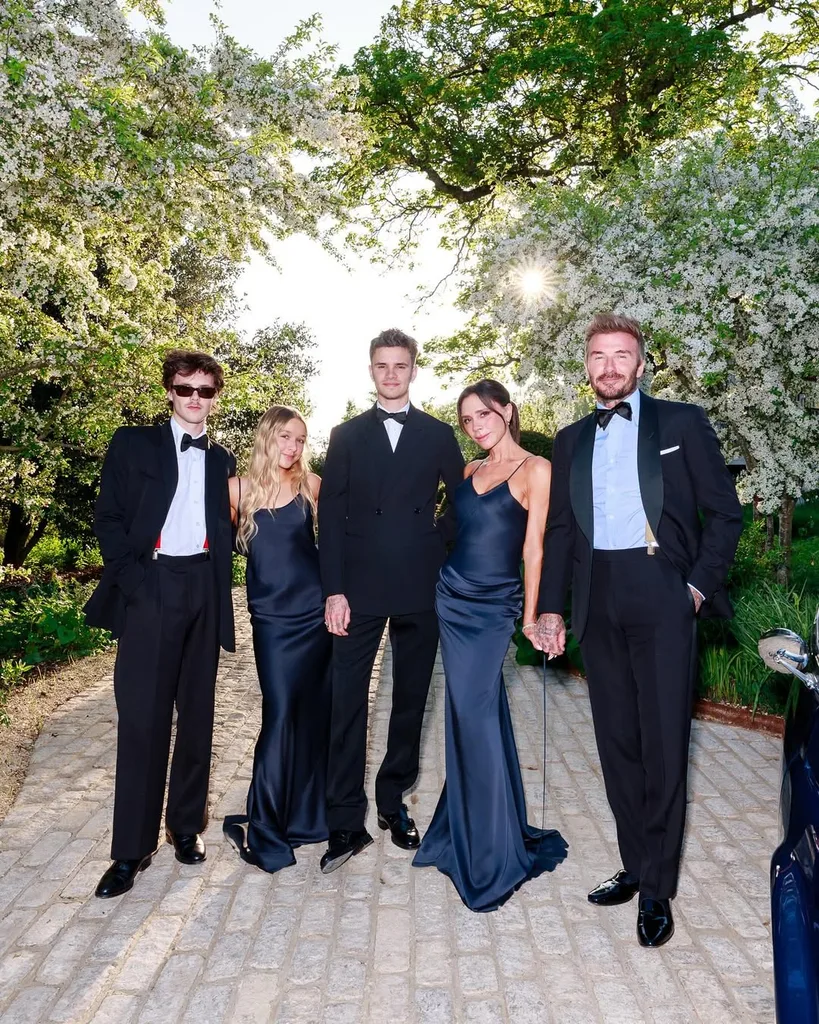 the beckham family without brooklyn and nicola peltz beckham dressed up to celebrate david beckham's 50th birthday