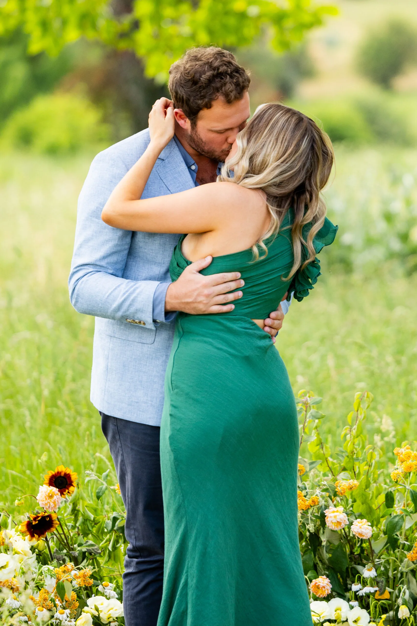 the couple kissing