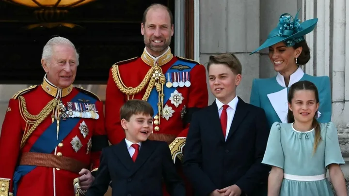 The royal family on the balcony after trooping the colour in 2025