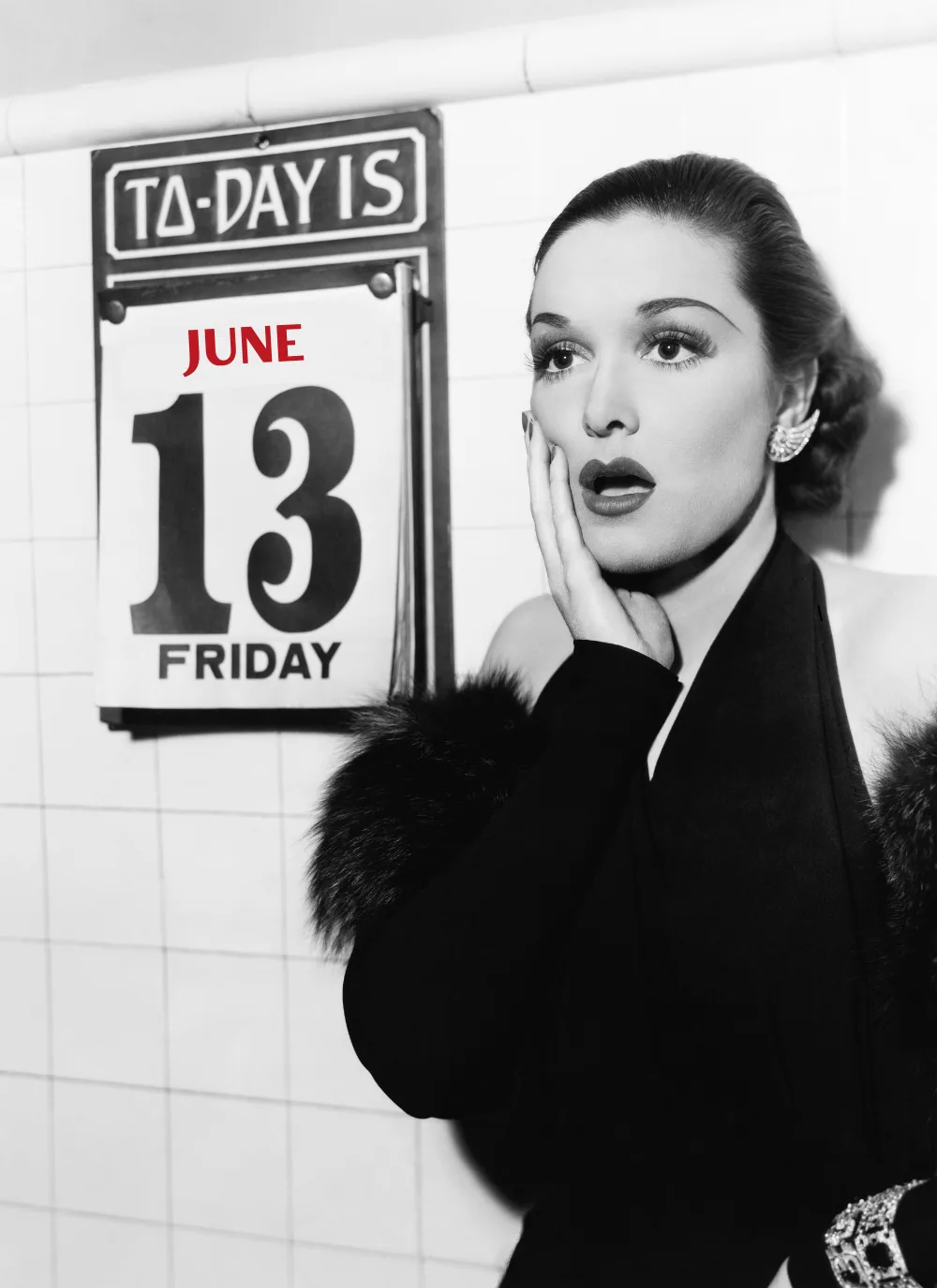 woman with friday the 13th calendar