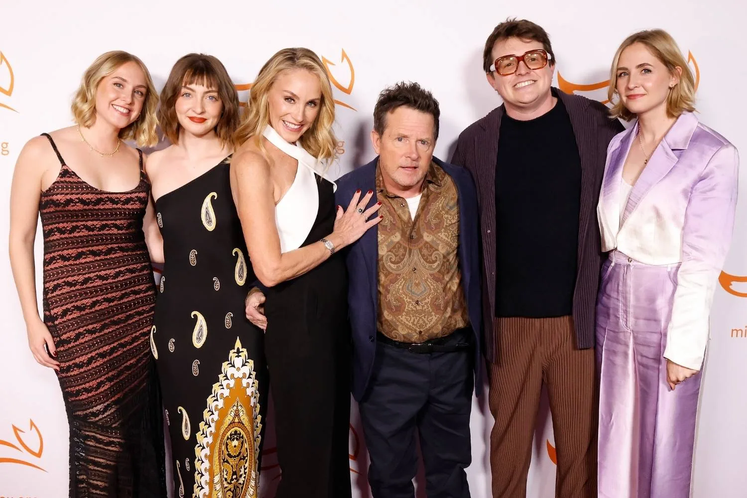 Michael J. Fox with his wife and kids on the red carpet