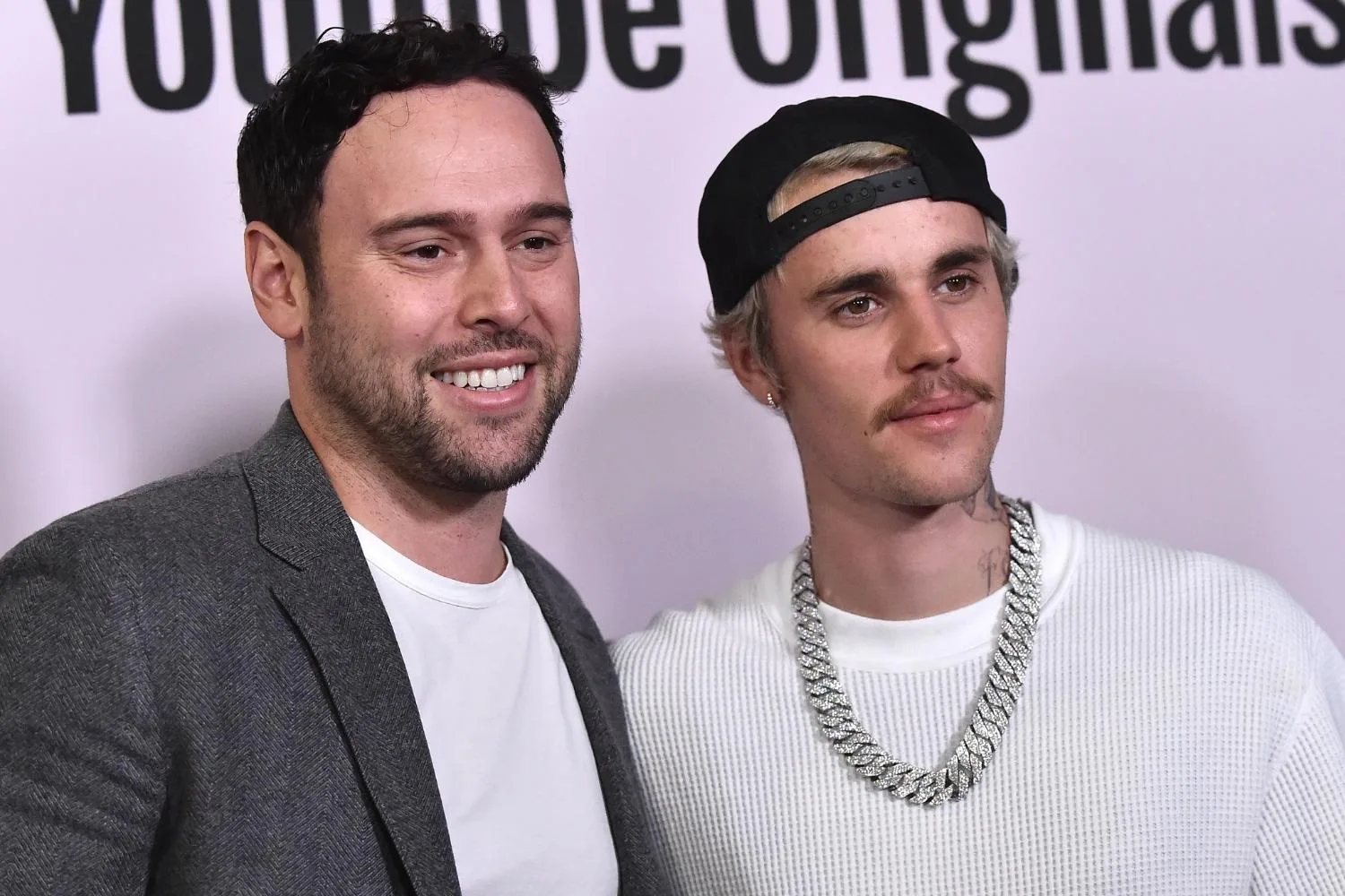 Scooter Braun and Justin Bieber on the red carpet