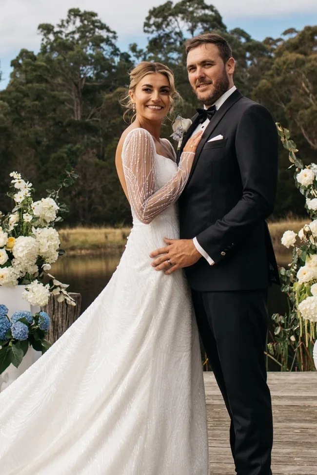 Farmer Wants A Wife Andrew Guthrie and Jess Nathan on their wedding day.
