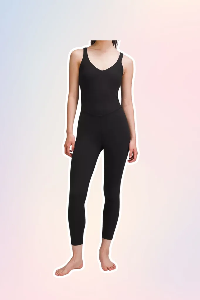 Black Pilates Activewear bodysuit.
