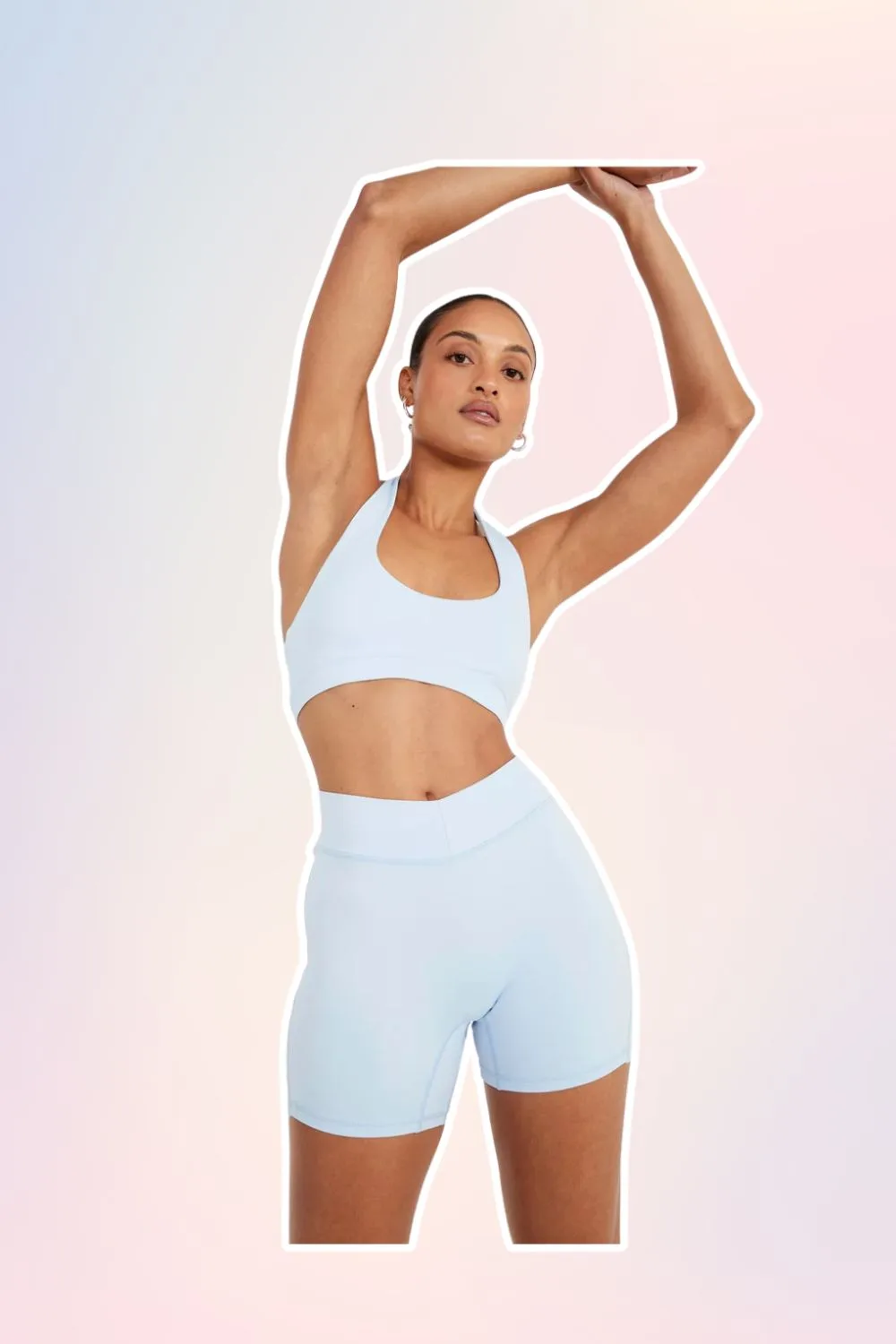 Blue Pilates activewear sports bra