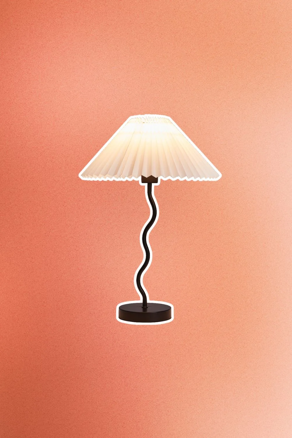 White lamp with a black wavy stand.