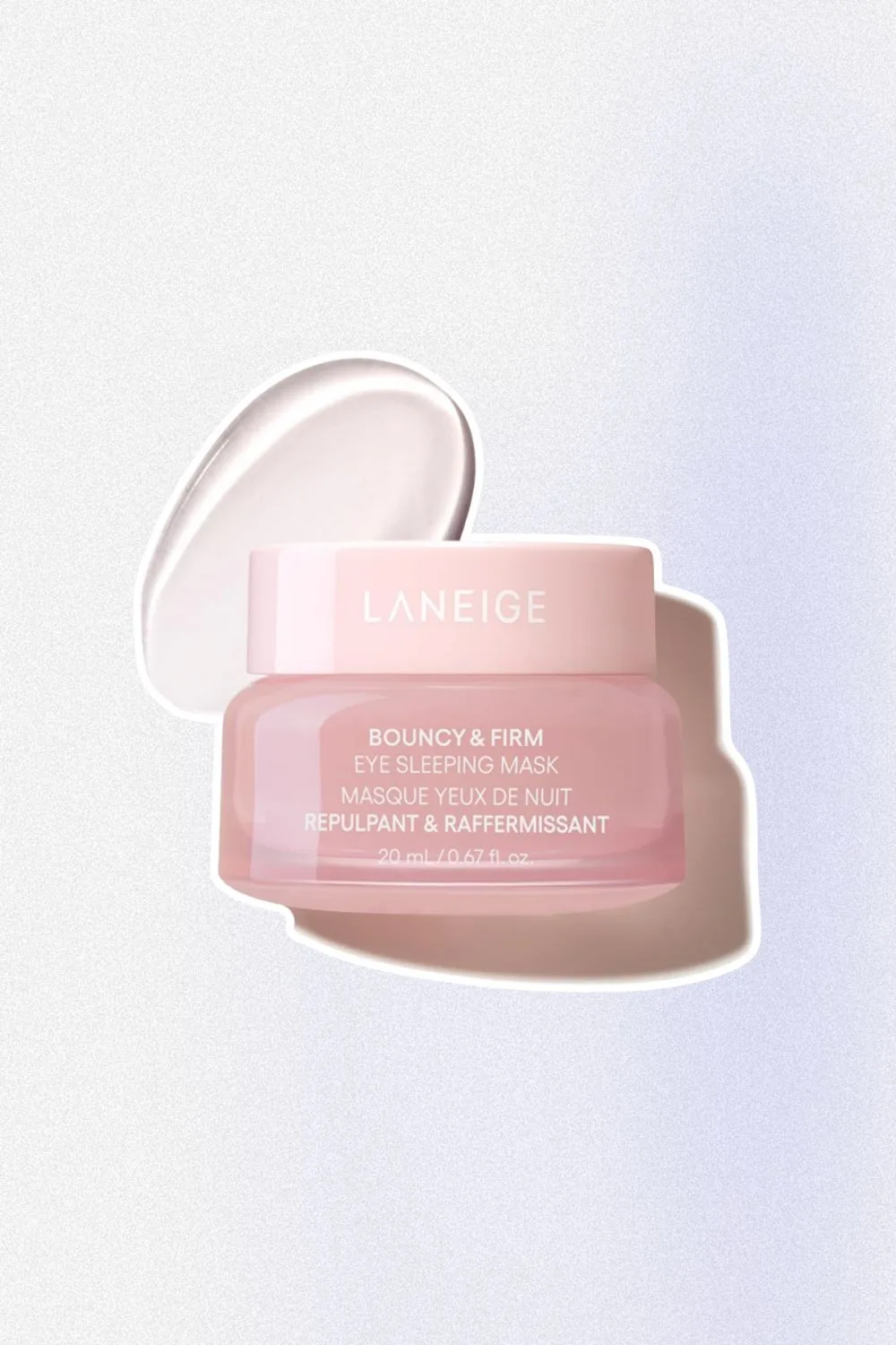 Pink Laneige Sleeping Mask with pink gel swatch behind it 