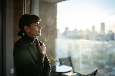 woman looking out into distance