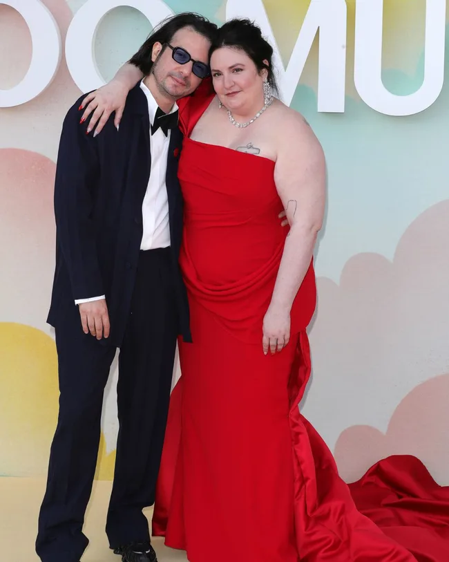 lena dunham and husband luis felber at the premiere of too much