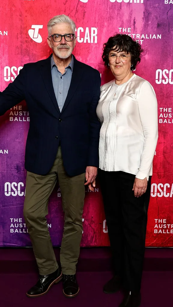 Shaun Micallef and Leandra Micallef arrive at The Australian Ballet World Premiere of "Oscar" at the Regent Theatre on September 13, 2024 in Melbourne, Australia
