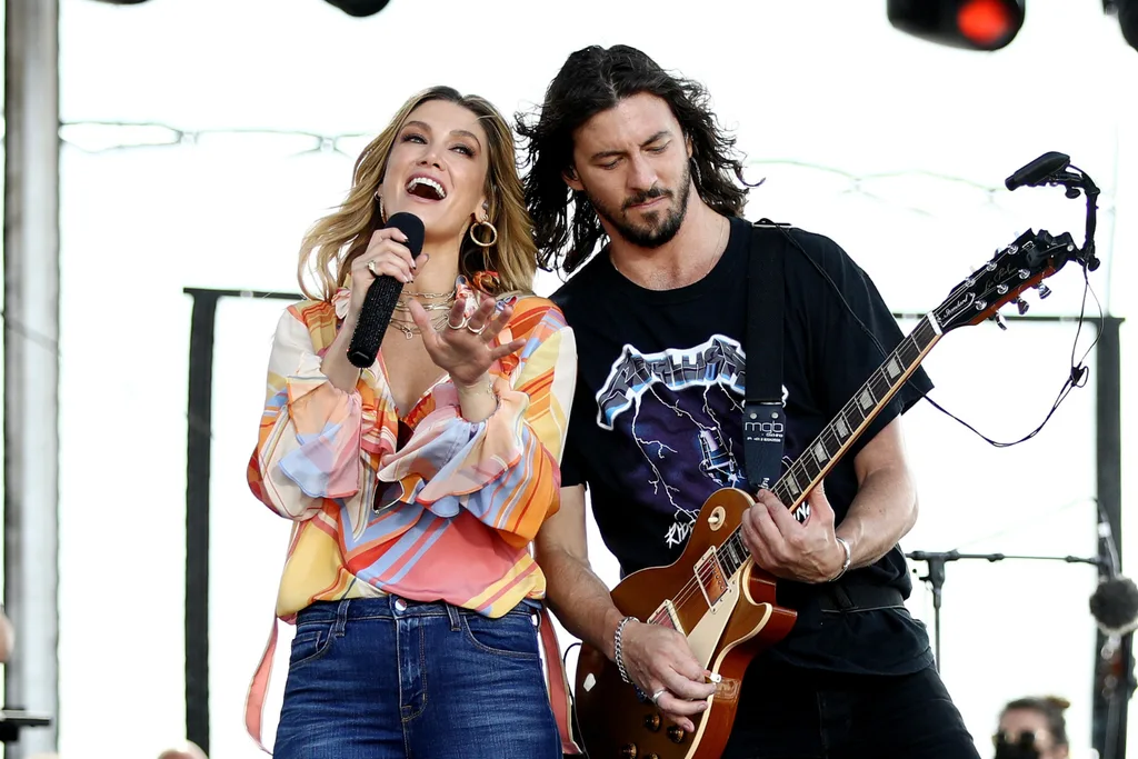 Delta Goodrem and her husband Matthew Copley met through music. Credit: Getty.