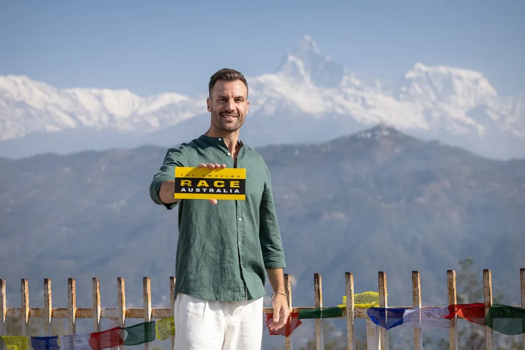 Beau Ryan in front of mountains in Nepal for The Amazing Face Australia 2025