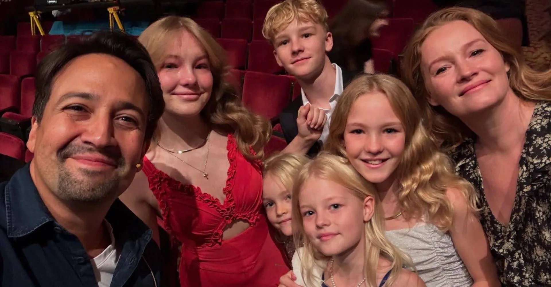 Lin-Manuel Miranda poses for a photo with James Van Der Beek's family