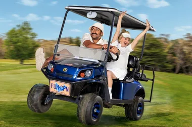 Matt Okine and Denise Scott in Mother and Son Season 2.