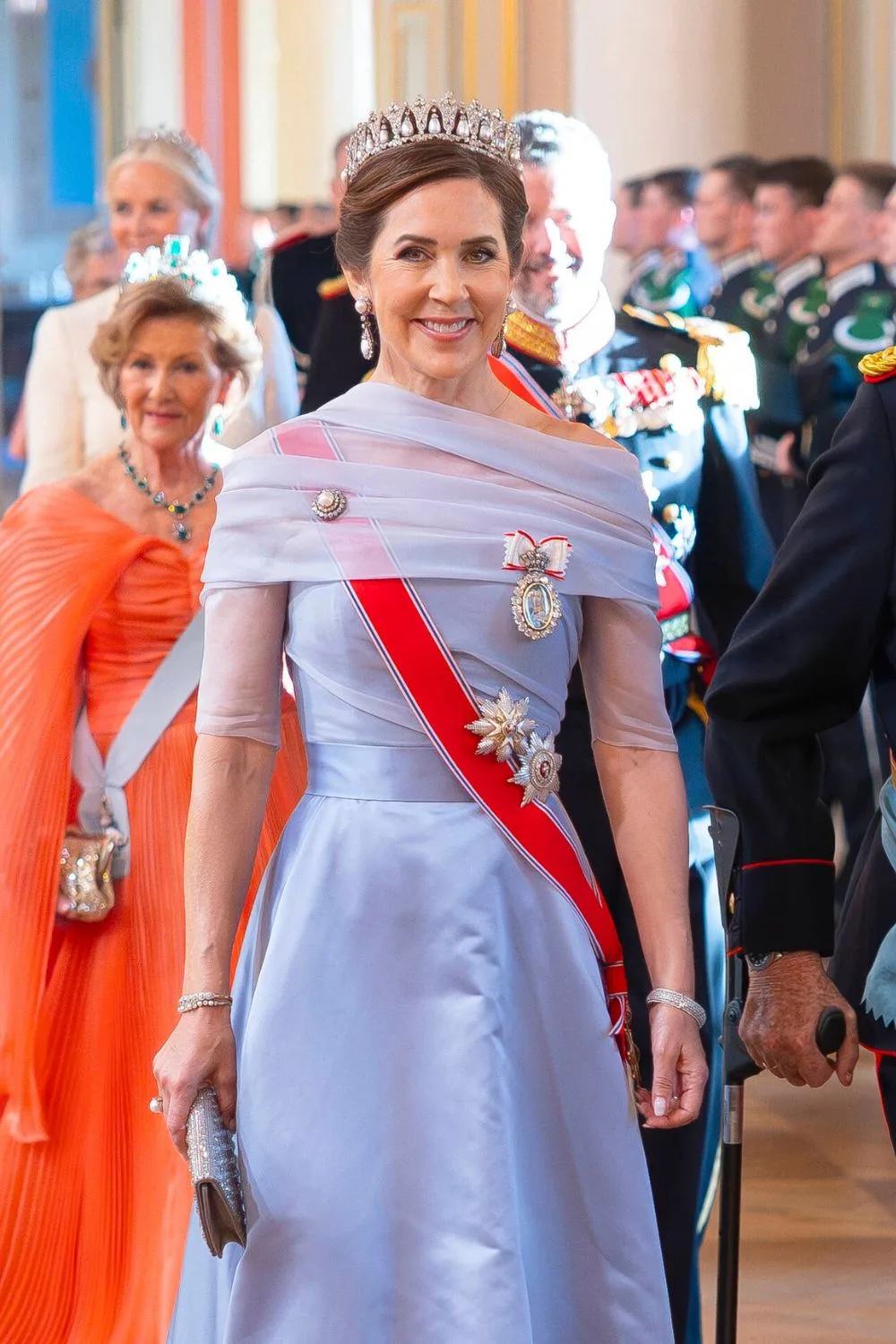 Queen Mary wearing her pearl tiara 
