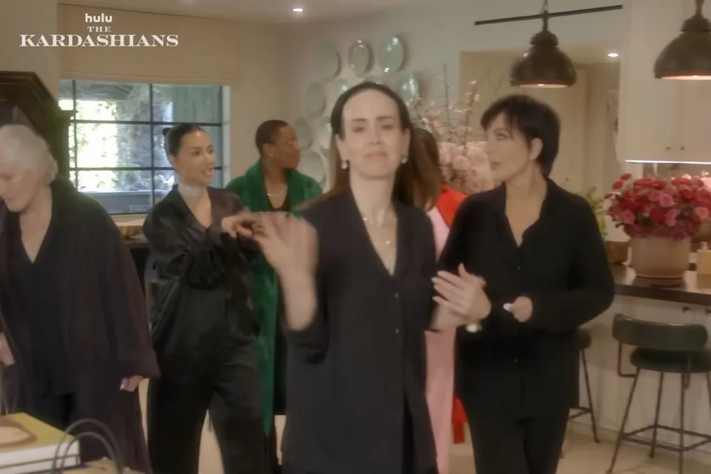 Sarah Paulson and the All's Fair cast cameo on The Kardashians Season 7.