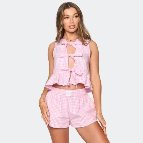 Beginning Boutique Baxter Pink Gingham Top