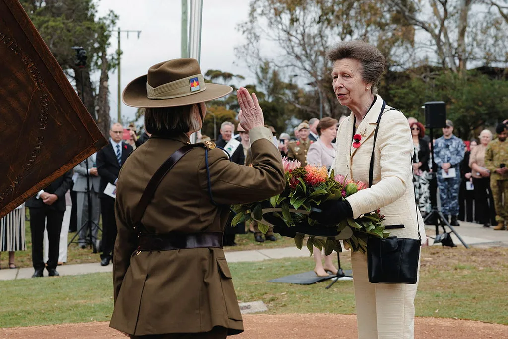 Princess anne lays a wreath