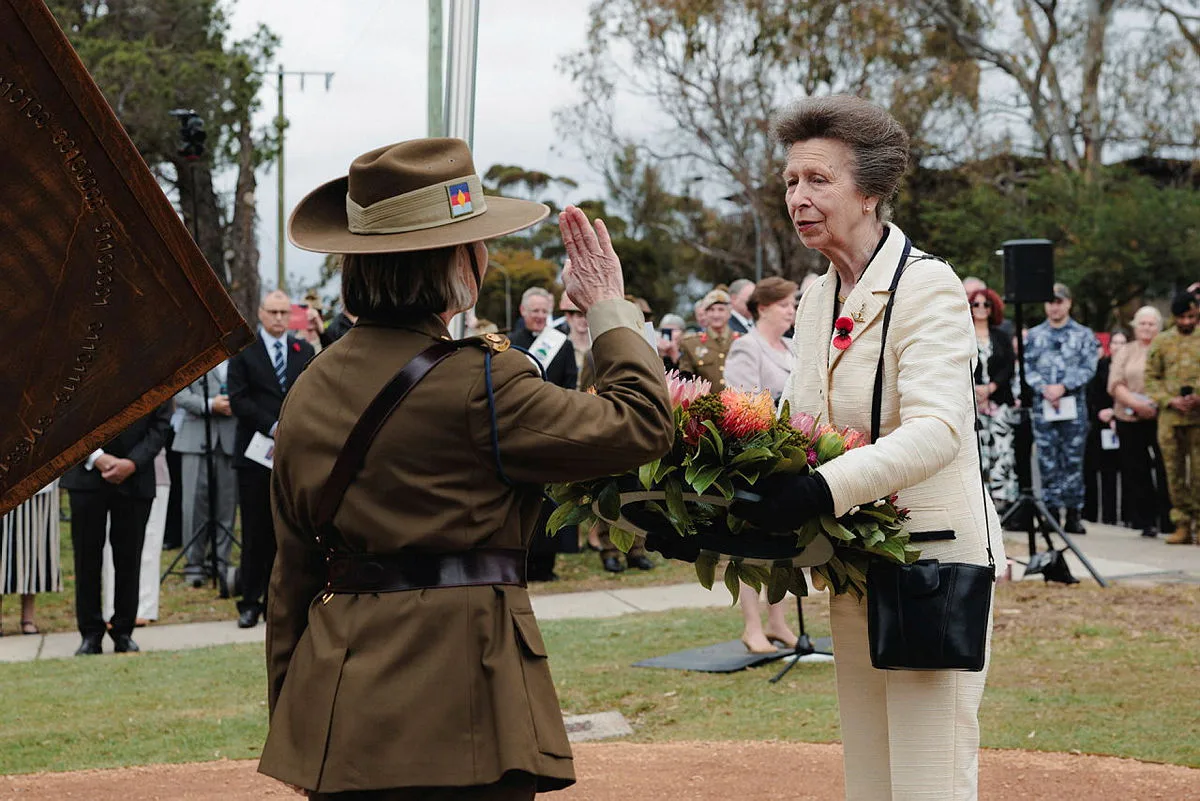 Princess anne lays a wreath