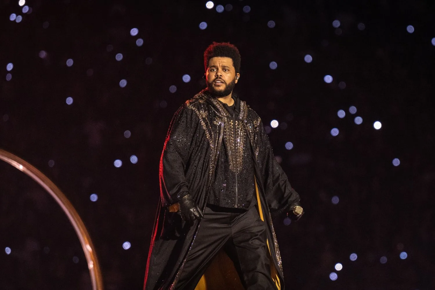 the weekend performing on stage