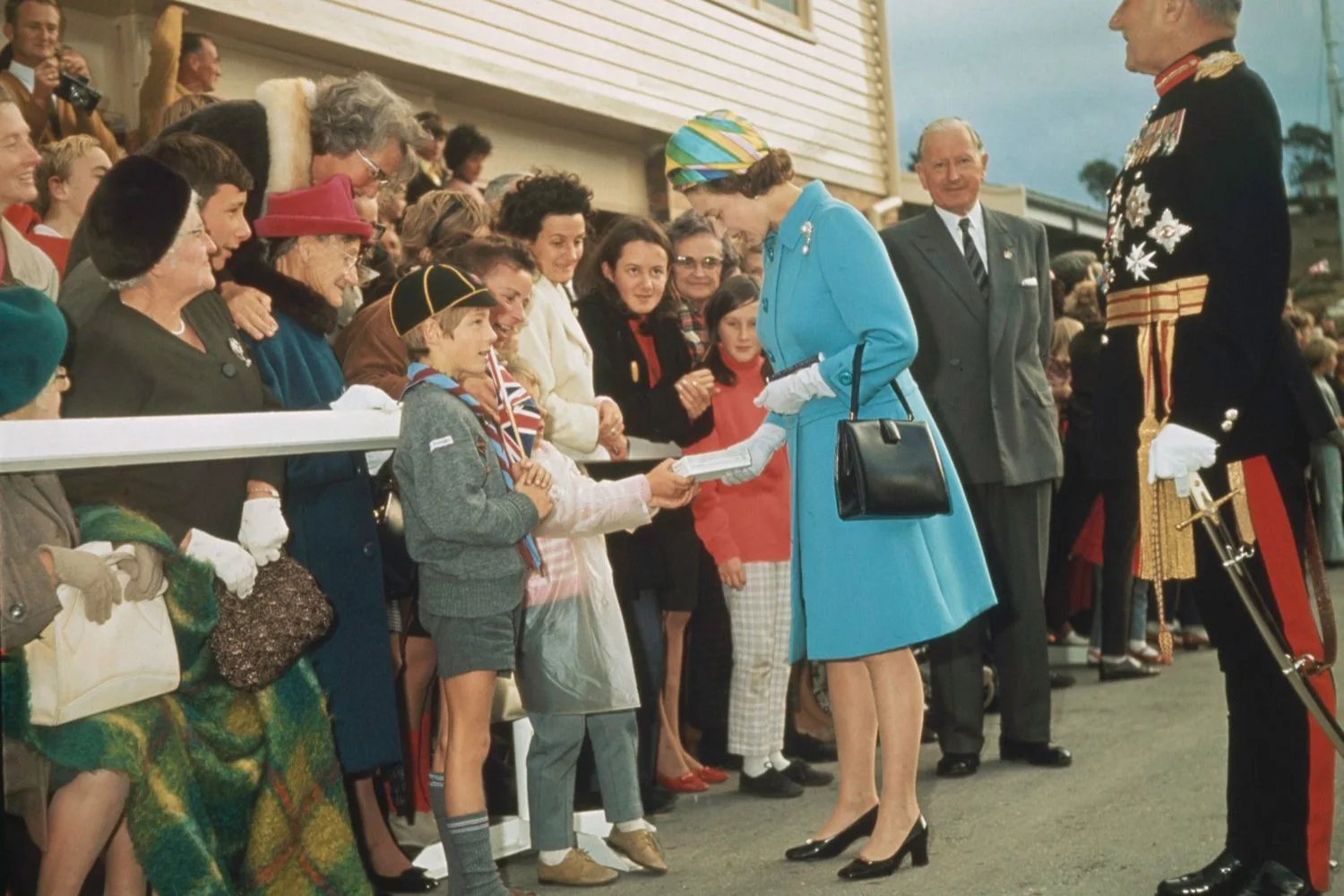 Queen Elizabeth of a walkabout in Australia