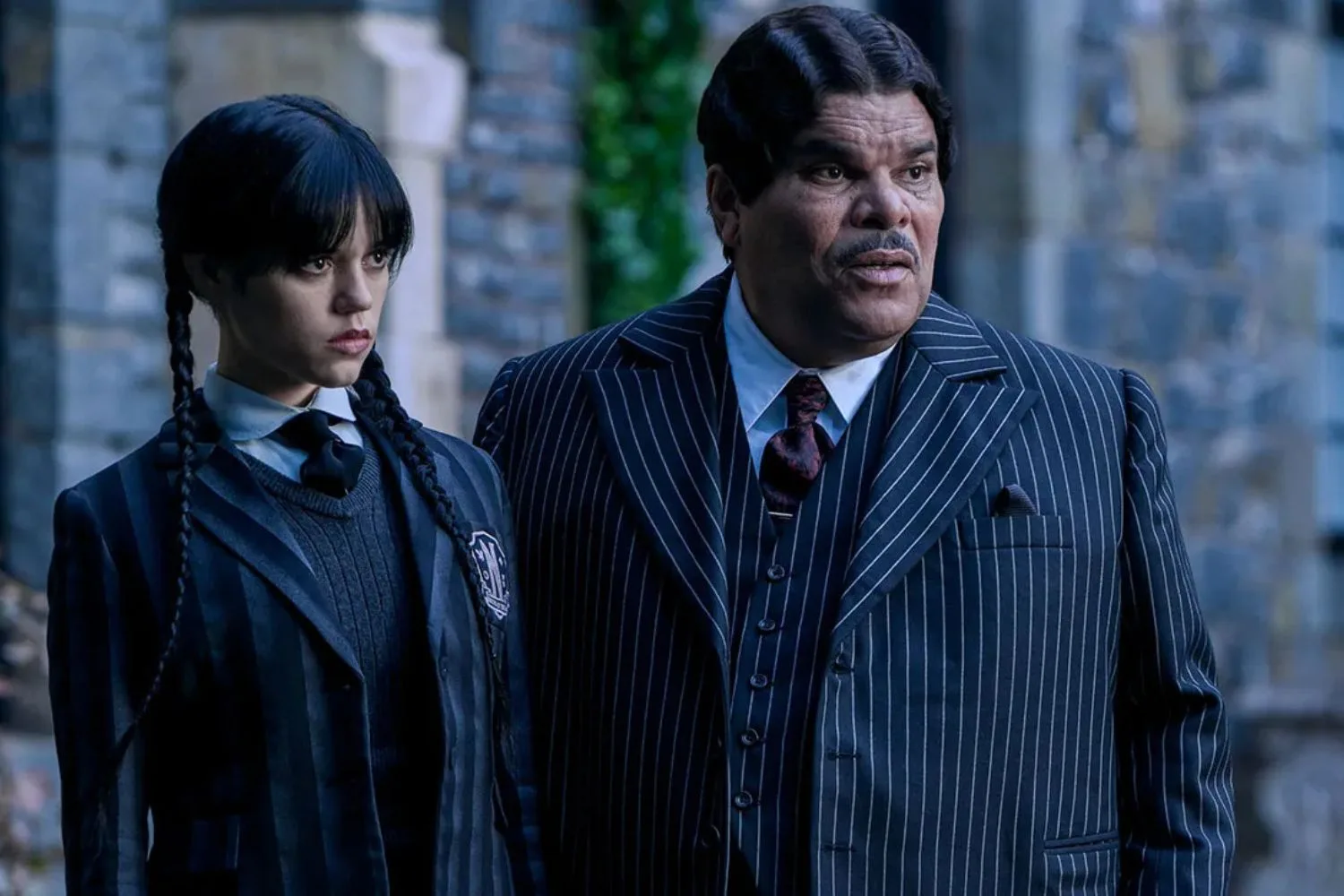 Jenna Ortega and Luis Guzman in Wednesday