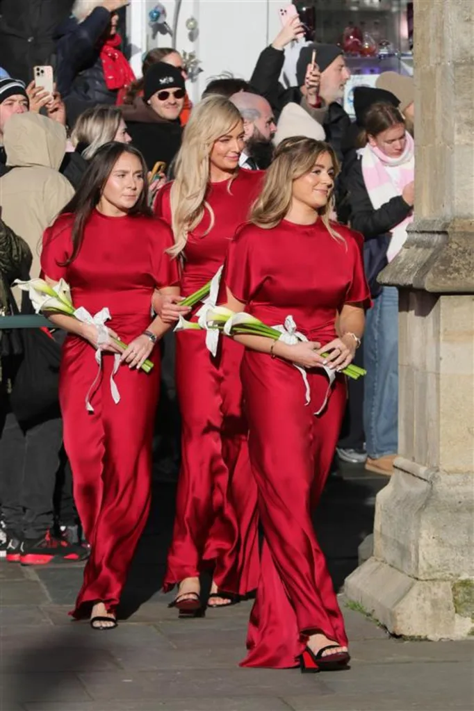 Bethany Peaty with fellow bridesmaids Megan and Tilly Ramsay