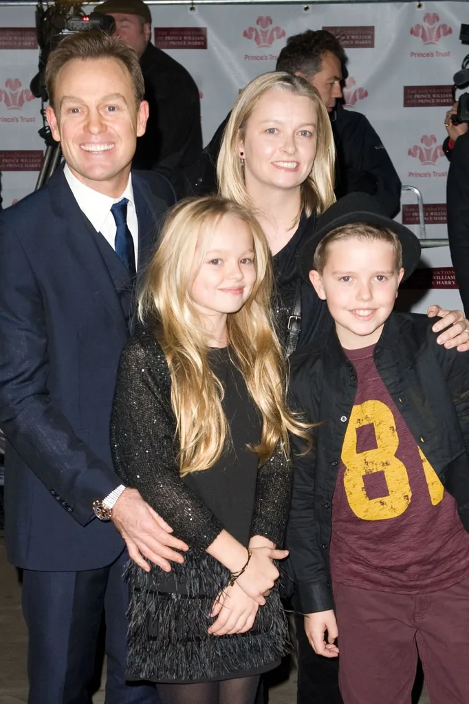 Jason Donovan, wife Angela Malloch. and their kids/Pic: Getty