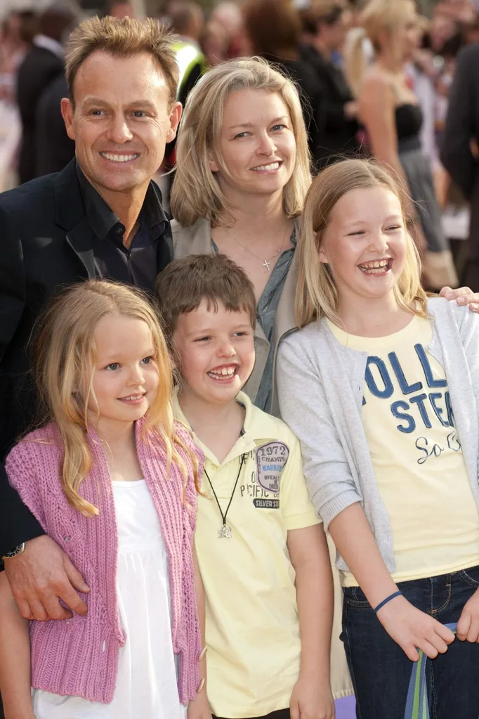 Jason Donovan, wife Angela Malloch. and their kids/Pic: Getty